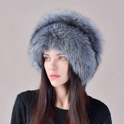 2025 New Style Natural Fox Fur Russian Hat Ushanka Women Winter Warm Fluffy Popular Style Female Tail Cap Fashion Real...