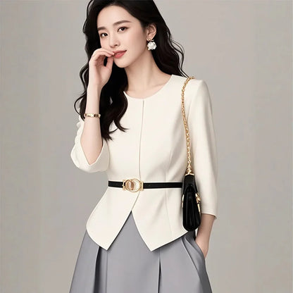 Elegant Commuter Women's Skirt Set Salt System Street Style Powerful Presence High Fashion Long Ankle Polyester Fiber