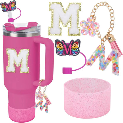 Accessories for Stanley Cup 40oz 30oz Letter Charms for Handle Silicone Boot,Straw Cover Topper & Sticker Charms