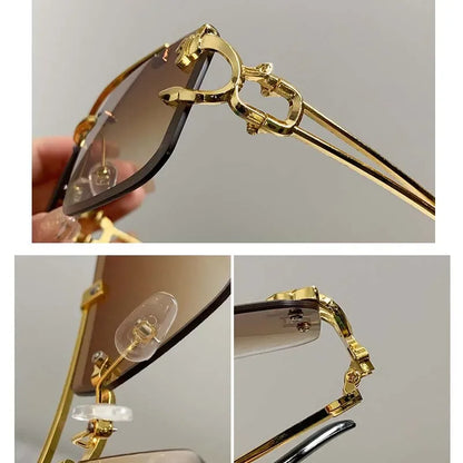 Luxury Rimless Square Sunglasses Men Women Fashion Brand Designer Vintage Sun Glasses Male Female Fashion Retro Oculos...