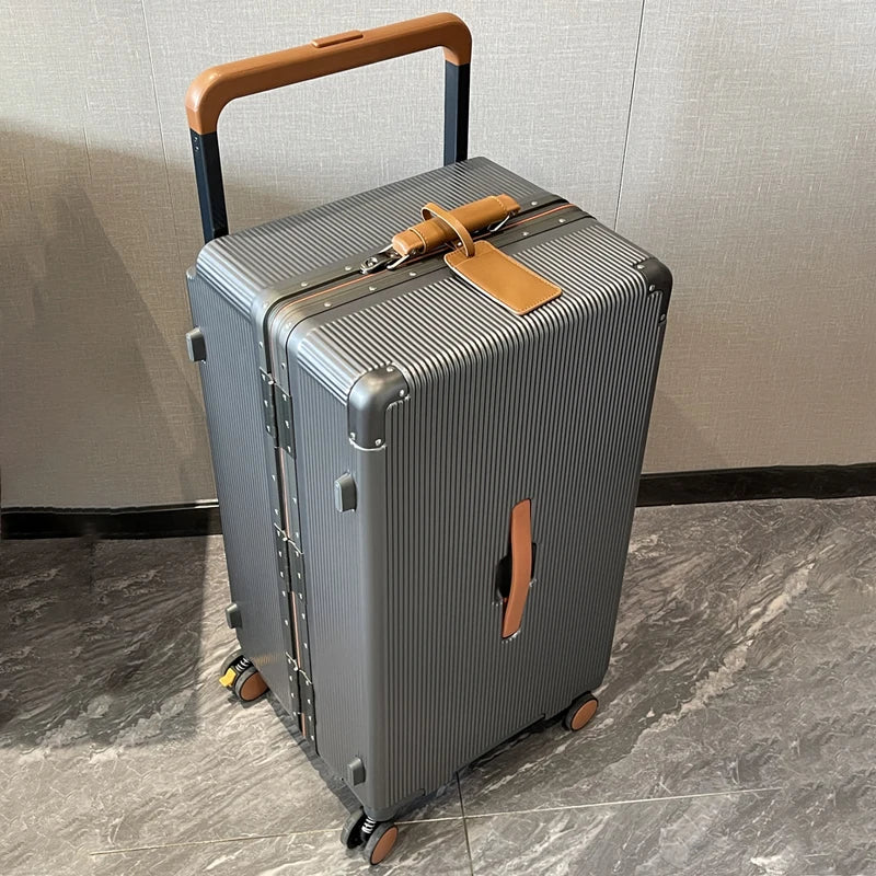 Wide Handle Suitcase Aluminum Frame Travel Trolley Case 20-inch Carry-on Cabin Suitcase Large Capacity 26-inch | Kimlud...