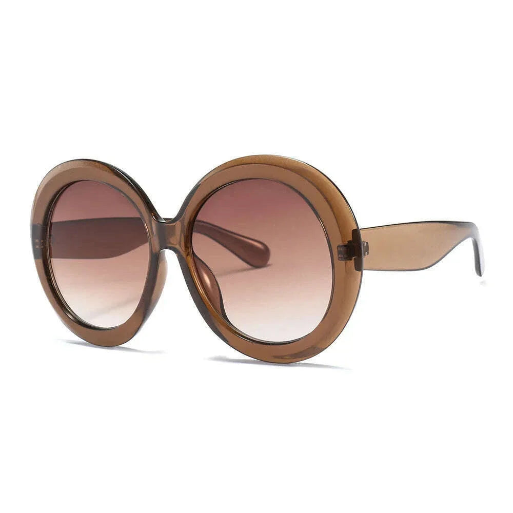 Retro Big Round Frame Sunglasses Lady Oversized Fashionable Street View Sunglasses Beach Resort Sunglasses