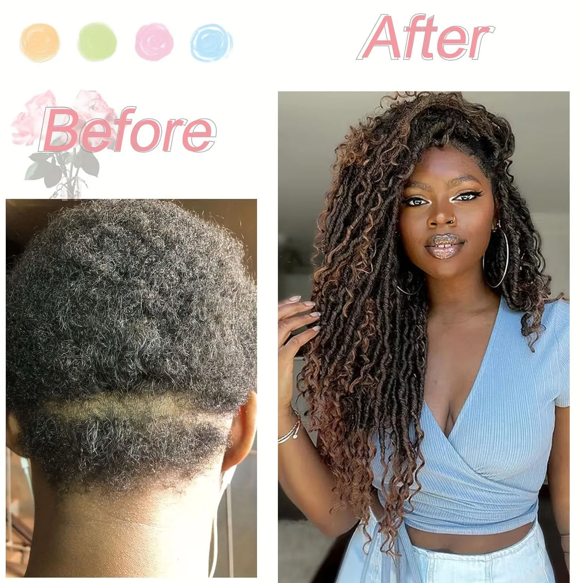 7 Packs Goddess Locs Crochet Hair, Boho River Locs with Curly Ends, Synthetic Faux Locs Braiding Hair Extensions for Women