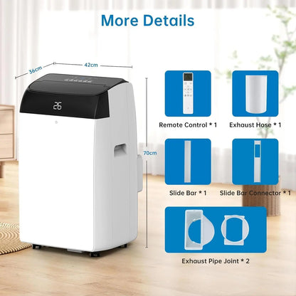 10000 BTU Portable Air Conditioner, 4-in-1 Cooling Dehumidifier Fan Timer, Ultra Quiet, With Exhaust Hose & Window Kit |...