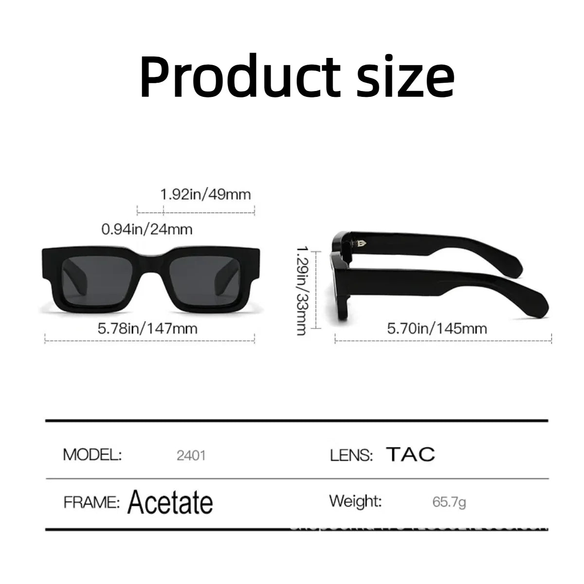 Square Polarized Sunglasses Men Plastic Thick Glasses Frame Luxury Brand Women Outdoor Sunglasses Original Acetate...
