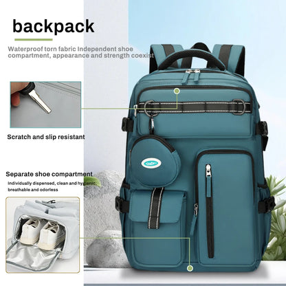 Fashionable large capacity multi pocket multifunctional outdoor travel backpack, handbag hiking bag suit