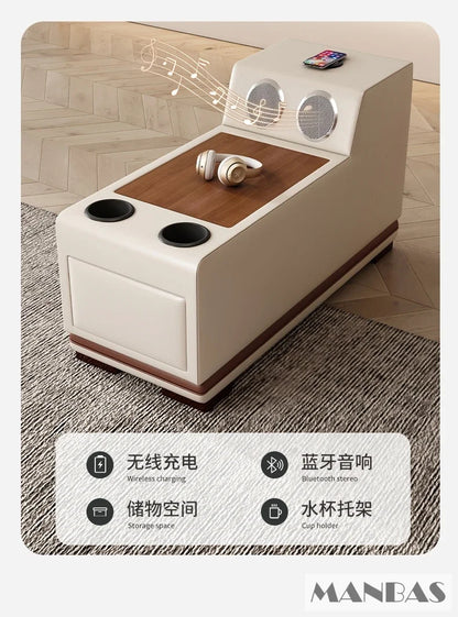 Linlamlim Premium Italian Genuine Leather Sofa Set for Living Room with Adjustable Headrests, Bluetooth Speaker, Wireless Charge