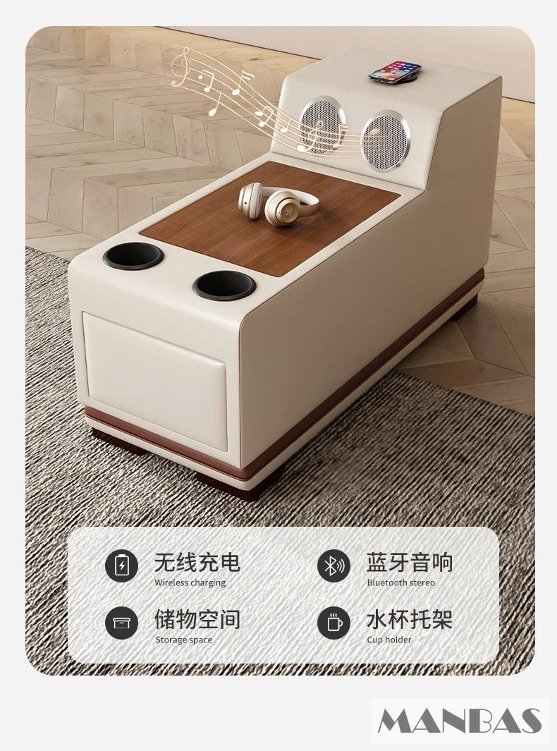 Linlamlim Premium Italian Genuine Leather Sofa Set for Living Room with Adjustable Headrests, Bluetooth Speaker, Wireless Charge
