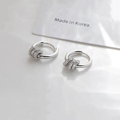 New Authentic 925 Sterling Silver Dainty Small Zircon Inlaid Round Circle Hoop Earrings for Women Gold Earrrings Jewelry...