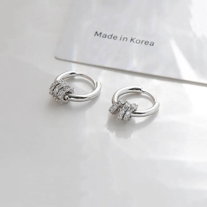 New Authentic 925 Sterling Silver Dainty Small Zircon Inlaid Round Circle Hoop Earrings for Women Gold Earrrings Jewelry...