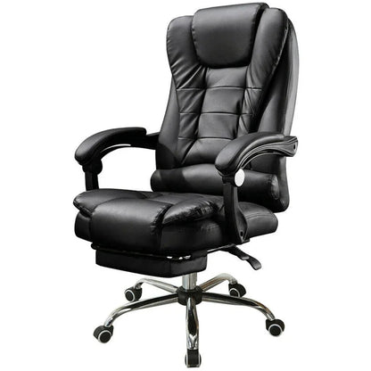 A Office Furniture Massage Soft Ergonomic Executive Recliner High Back Chairs Black Pu Leather Office Chair with Footrest