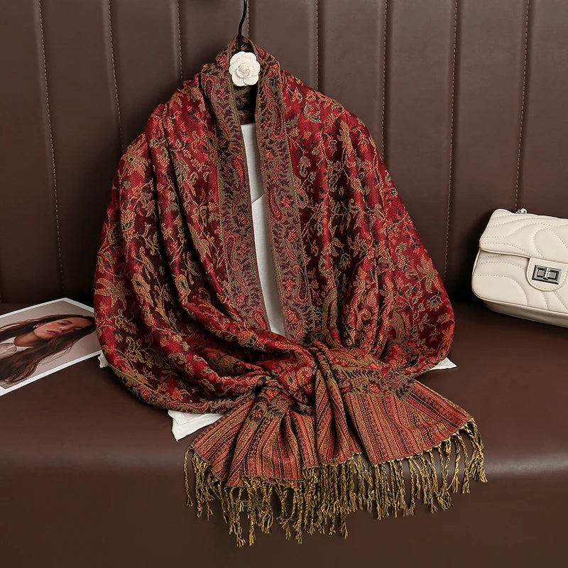 Luxury Brand Autumn Cashmere Pashmina Shawl Lady Wrap Warm Winter Scarves Design Print Female Foulard Cotton Stoles...