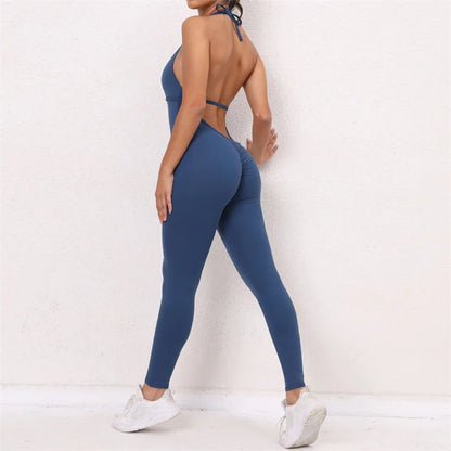 Fitness Jumpsuits Women Sports Bodysuit Scrunch Butt Romper Booty Leggings Push Up Yoga Pants Workout Clothing Gym Activewear