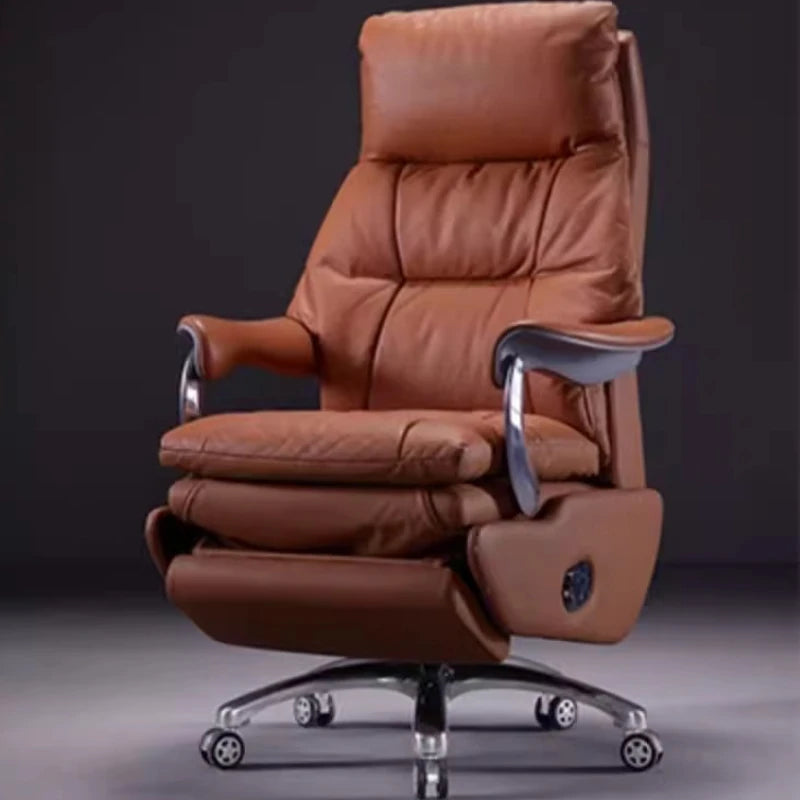Electric Leather Boss Chair Modern Design Comfortable Ergonomic Trendy Chair Swivel Arm Footrest Salon Silla Oficina...