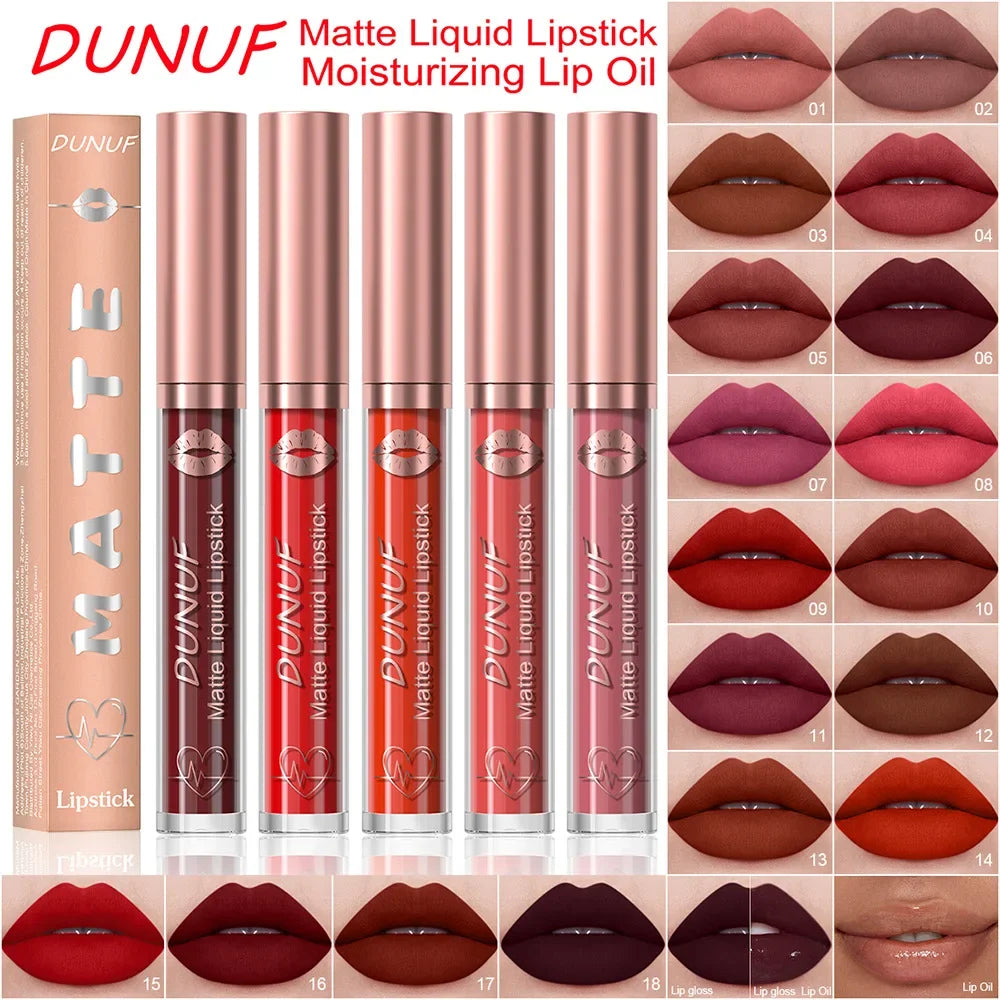 18 Color Waterproof Lip Gloss Nude Apricot Matte Liquid Lipstick Transparent Lip Oil Sexy Rose Red Velvet Matte Lipstick Make Up - Kimlud