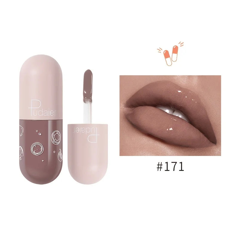 Capsule Mirror Lip Gloss, Water-Light High Shine, Non-Stick Cup, Long-Lasting, Moisturizing, Travel Size
