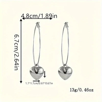 Heart Shaped Pendant Hollow Hoop Earrings Fashion Alloy Jewelry for Women Luxury Style for Date Nights and Vacations...