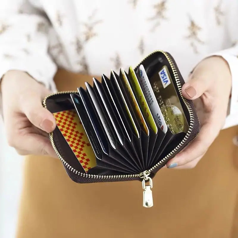 1pc Organ Card Bag Korean Edition Portable Women's Short Bank Card Cover Business Card Clip Zipper Vertical Handheld Bag - Kimlud