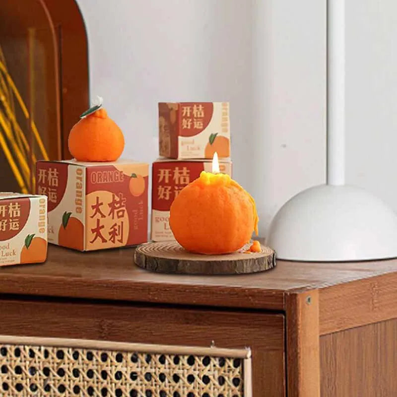 Ins Simulation Tangerine Aroma Candles Creative Modern Home Decoration Ornaments Birthday Gift Accompaniment Soy Aroma Candles