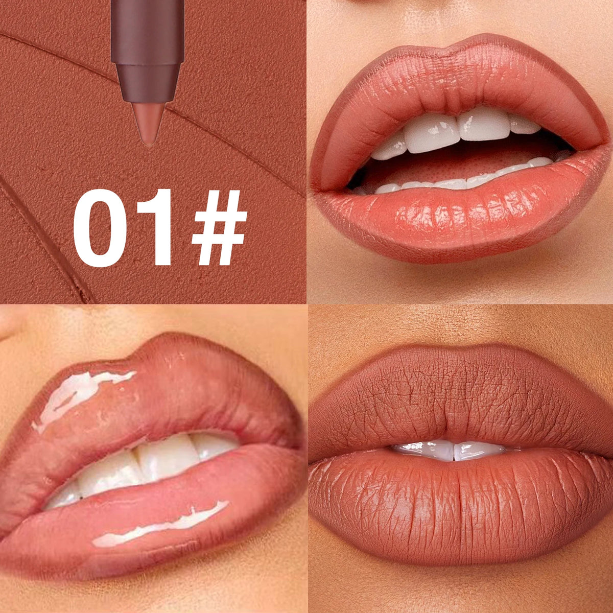 6Colors Waterproof Fadeless Matte Brown Lipstick Lipliner Pen Lips Contour Filling Pen Black Lipliner Makes Its Mouth Look Plump