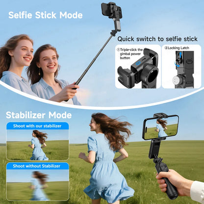 AXNEN AI Handheld Gimbal Stabilizer Q19 360 Rotation Desktop Auto Face Tracking Selfie Stick Q18 Anti-shake for iphone Android