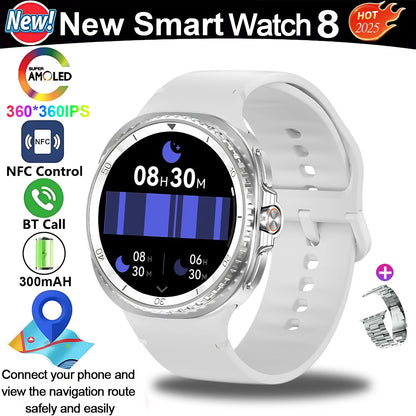 New Smart Watch 8 classic Rotating Dial AMOLED HD Screen Men's GPS NFC Sport modes Fitness Heart Rate Bluetooth Call Smart Watch