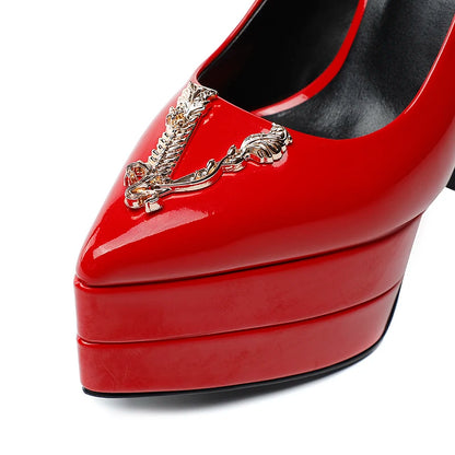 2023 15cm Stiletto High Heel Pointed Lacquer Leather Fashion Sexy High Heels Wedding Party Luxury Brand High Heels Women's Shoes