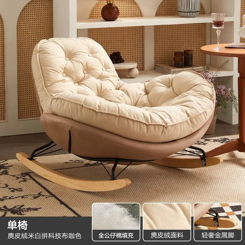 Home Balcony Casual Rocking Chair Lounge Comfortable Sofa Iving Room Bedroom Nordic Luxury Furniture Chaise Lounge Accessories