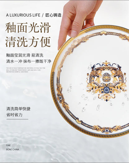 European Gold Luxury Tableware Designer Wedding Party Fine Bone China Dinnerware Sets Christmas Restaurant Vaisselle Dishes