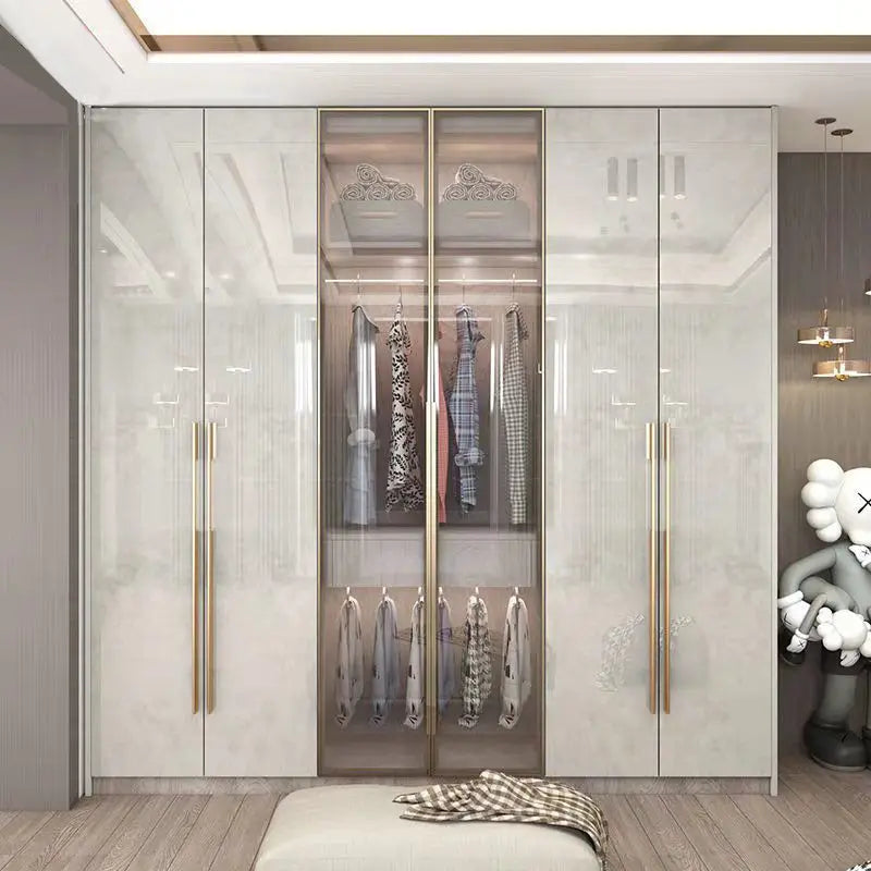 Support Storage Wardrobes Glass Door Shelves Organizers Luxury Wardrobe Bedroom Storage ClothesCupboard Armoires home Furniture - Kimlud