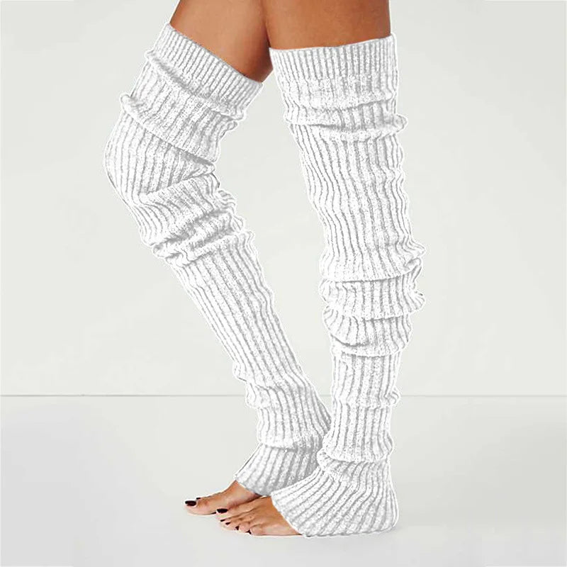 Women Winter Warm Leg Warmers Knee High Socks Girl Boot Topper Sock Warm Foot Cover Skinny Stockings Knitted Crochet Long Socks - Kimlud