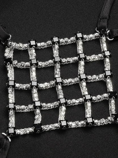 Sexy Halter Neck Straps Backless Diamonds Buckle Long Dress Women Black Sleeveless Slim Elegant Celebrity Evening Party Gowns