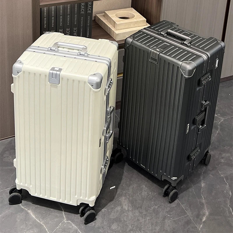 Aluminum Frame Suitcase TSA Password Trolley Case 36 inch Large Capacity Luggage with USB Cup Holder 20" 30" Travel Suitcases - Kimlud