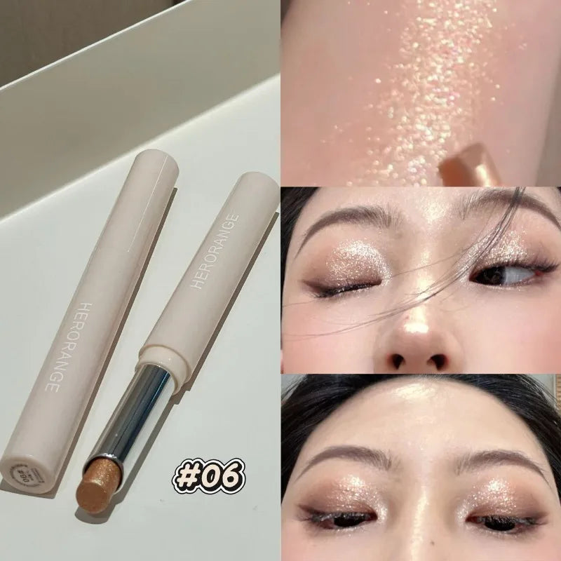 Punk Purple Glitter Eyeshadow Stick Pearlescent Highlight Shadow Stick Waterproof Lasting Shimmer Metallic Eyeshadow...