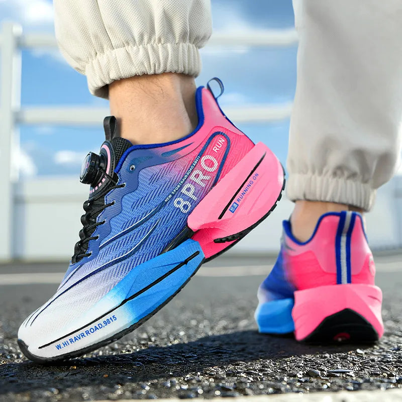 Marathon Carbon Plate Sports Running Shoes Men New Breathable Lightweight Mesh Sport Shoes Women Comfortable Nonskid Sneakers - Kimlud