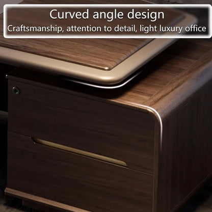 Sleek Straight Desk with Drawers, Home Office Computer Table, Solid Wood Storage, Ambient Light, Wire Management, Easy Assembly, - Kimlud