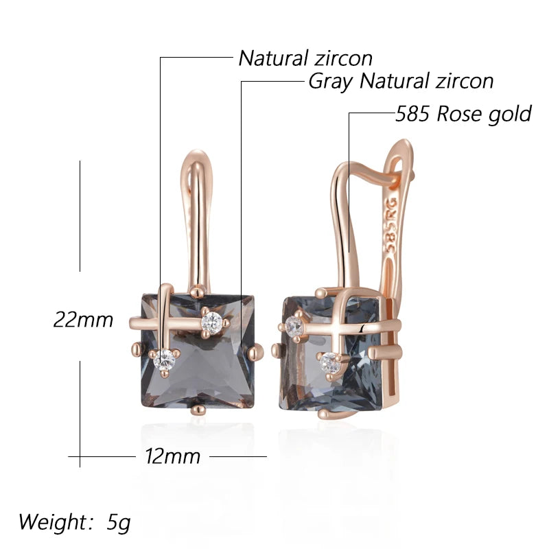 Kinel Hot Shiny Grey Natural Zircon Drop Earrings for Women Fashion 585 Rose Gold Color High Quality Daily Fine Vintage...