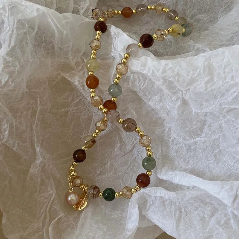 Vintage Double Layered Crystal Pearl Beaded Bracelet for Women Ethnic Natural Stone Beads Wrap Bangle Bracelet Jewelry...