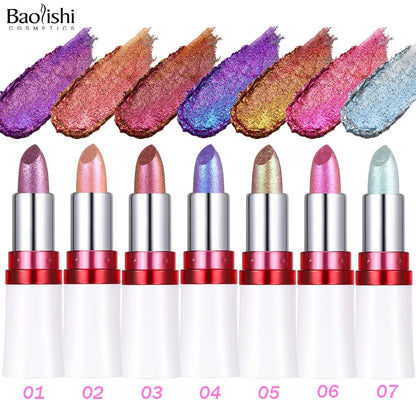 Radiation Metallic Blue Purple Chameleon Lipstick Glitter Diamond Color-Changing Green Lip Gloss Pearl Shine Charming...