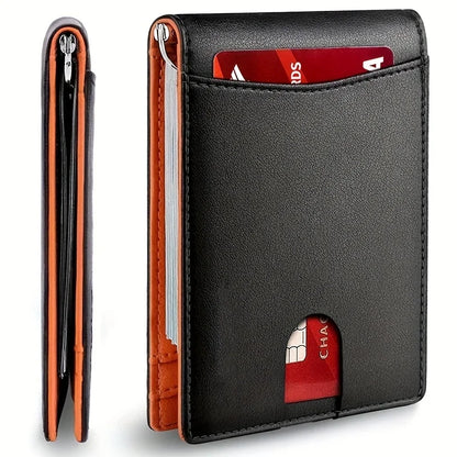 Men Wallet PU Leather Money Credit Card Clip Mini RFID Blocking Leather Mens Thin Wallet Card Holder Bag