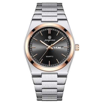 PAAZOMU Elegant Watch For Women Waterproof Luminous Date Week Ladies Watches Quartz Stainless Steel Woman's Fashion Wristwatch