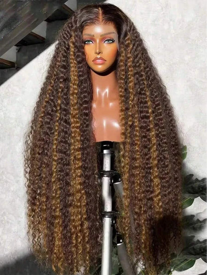 Deep Wave 5x5 13x4 Lace Wig Invisible Strap P427 Highlight Human Hair Wigs Brazilian Preplucked Water Wave 250 Density Curly Wig