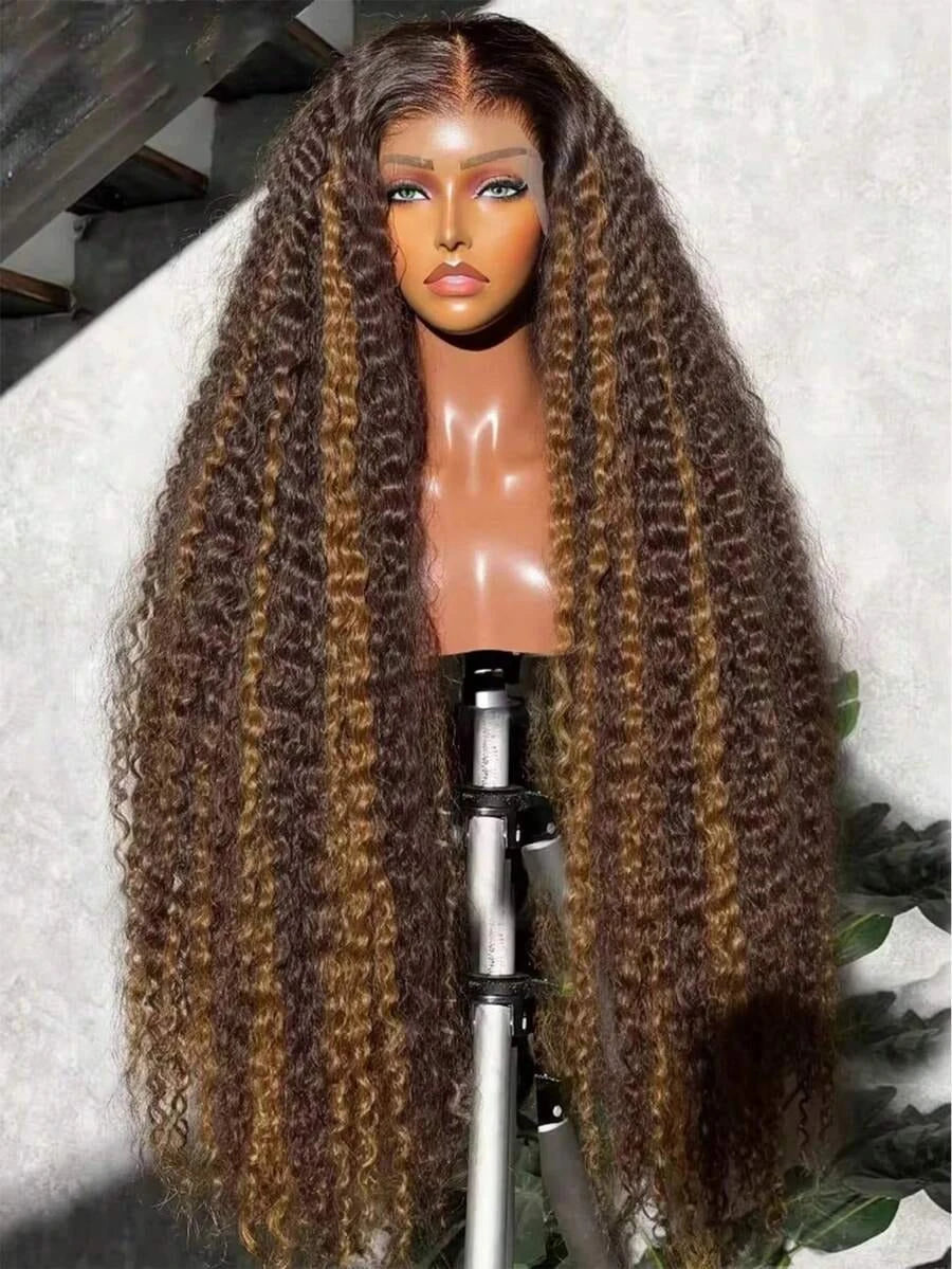 Deep Wave 5x5 13x4 Lace Wig Invisible Strap P427 Highlight Human Hair Wigs Brazilian Preplucked Water Wave 250 Density Curly Wig