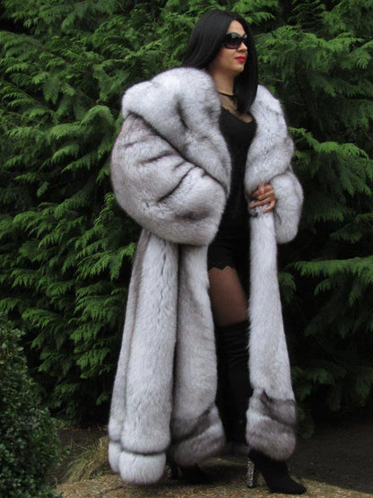 Winter Fashion Fomen's Fur Coat Long Hooded Women's Thick Thermal Coat Fluffy Faux Fox Fur Coat | Kimlud Luxury Coat