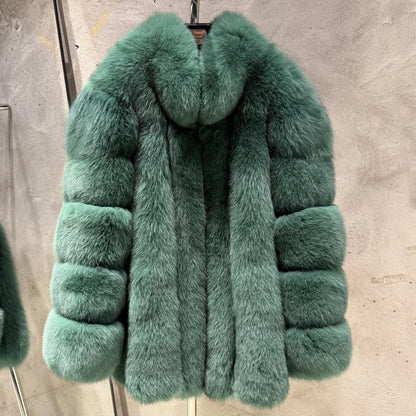 Long Fox Fur Coats Wholesale Winter Female Natural Fox Fur OutWear Full Pelt Real Fox Fur Jackets with Long Sleeve 909