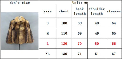 JANEFUR Men's Winter Raccoon Coat Thick Collar Warm Coat Real Raccoon Fur Coat Luxury Fashion