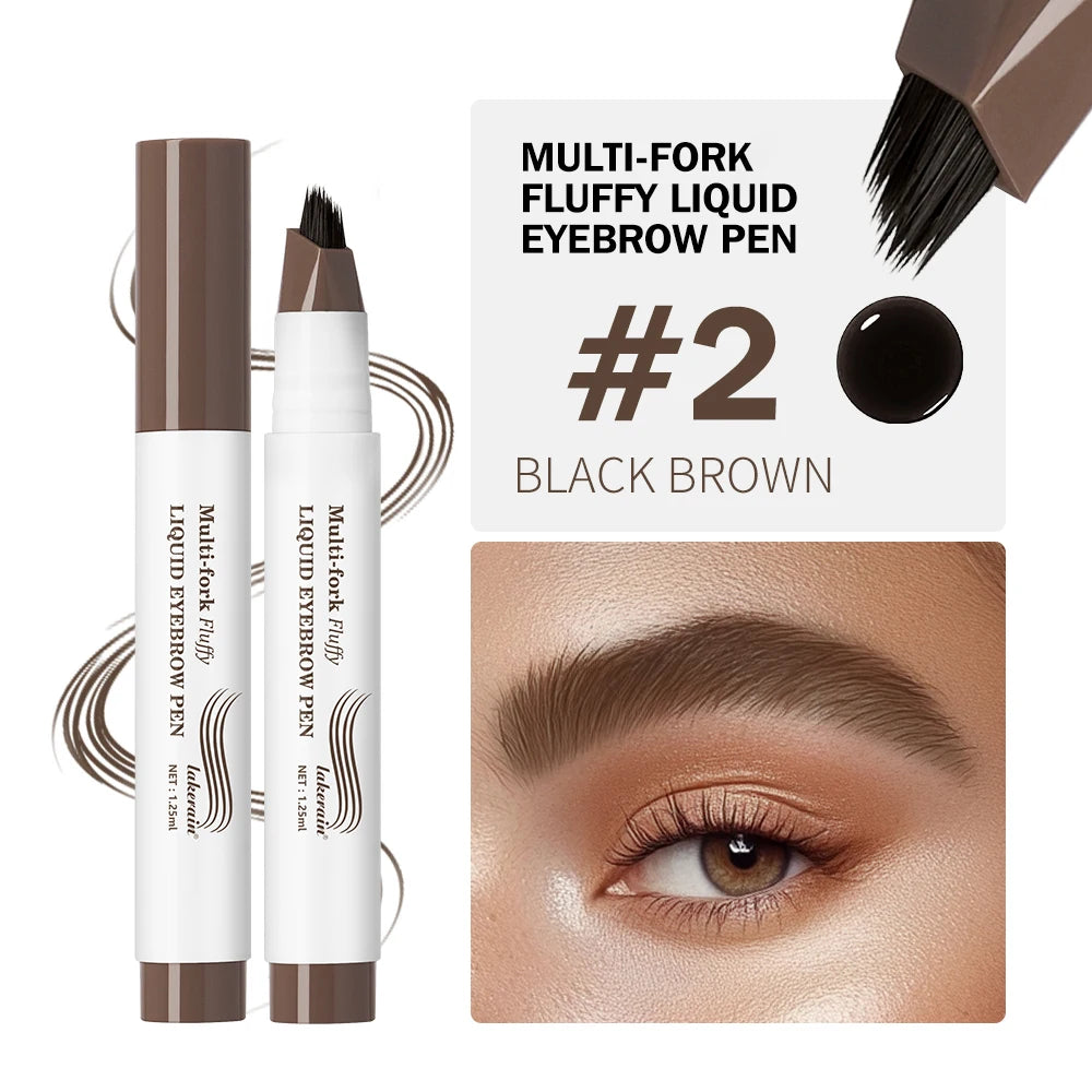 Long Lasting 4D Eyebrow Pen Multi Forks Liquid Pen Tip Fine Sketch Liquid Tattoo Brow Waterproof Precise Makeup
