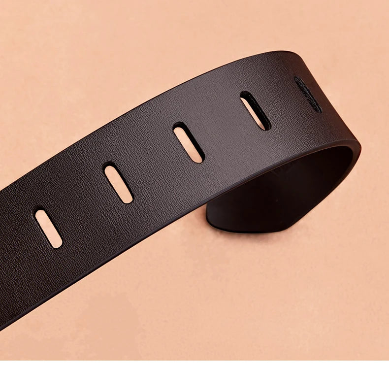 Men's casual belt, fashionable needle buckle cowhide personalized belt, retro style denim belt - Kimlud