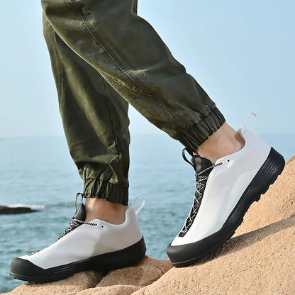 Men's Waterproof Leather Hiking Shoes Durable Outdoor Sport Men Trekking Leather Shoes Lace-Up Climbing Hunting Sneakers...