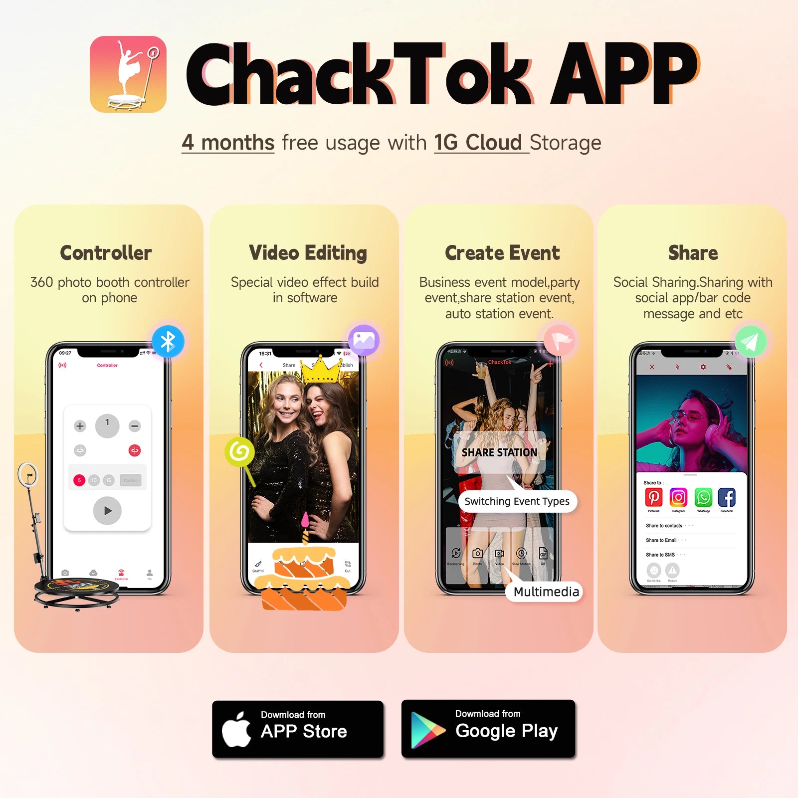 CHACKTOK 360 Photo Booth Machine for Parties 360 Spin Camera Booth with Extra Logo Customization Software APP Remote...